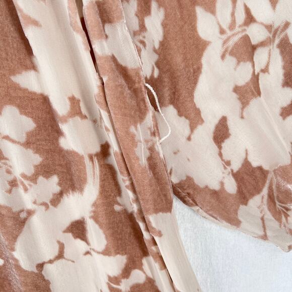 JADE JOHNNY WAS Velvet Burnout Tunic Dress Top Womens Small Tan Rose Sheer - Picture 8 of 12